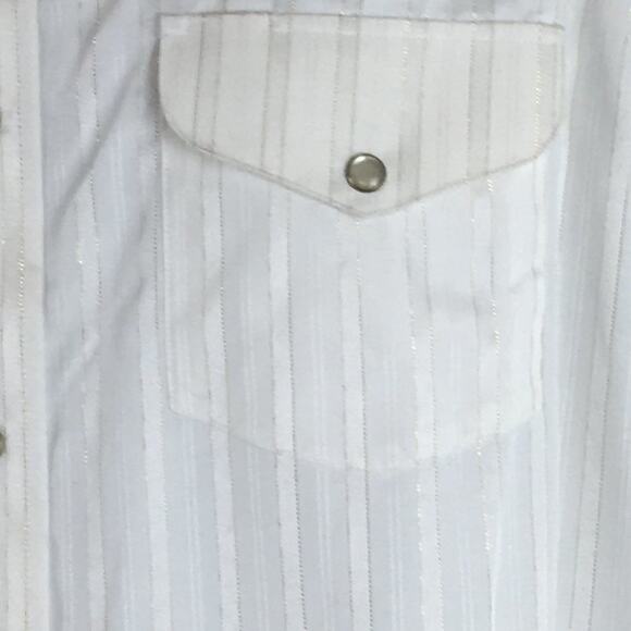 Crazy Cowboy Long-Sleeve White Snap Button Shirt with Gold Stripes Size L - Picture 11 of 14